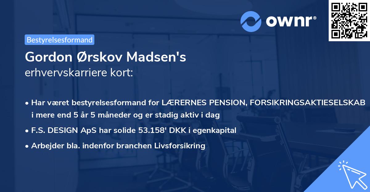 Gordon Ørskov Madsen's erhvervskarriere kort