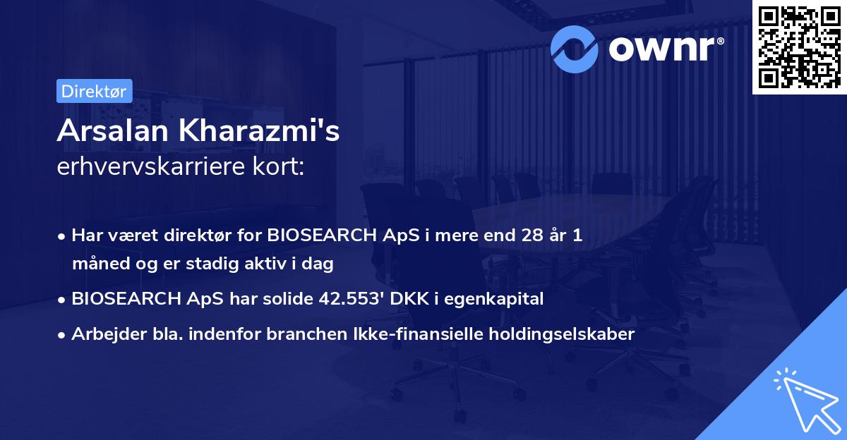 Arsalan Kharazmi's erhvervskarriere kort