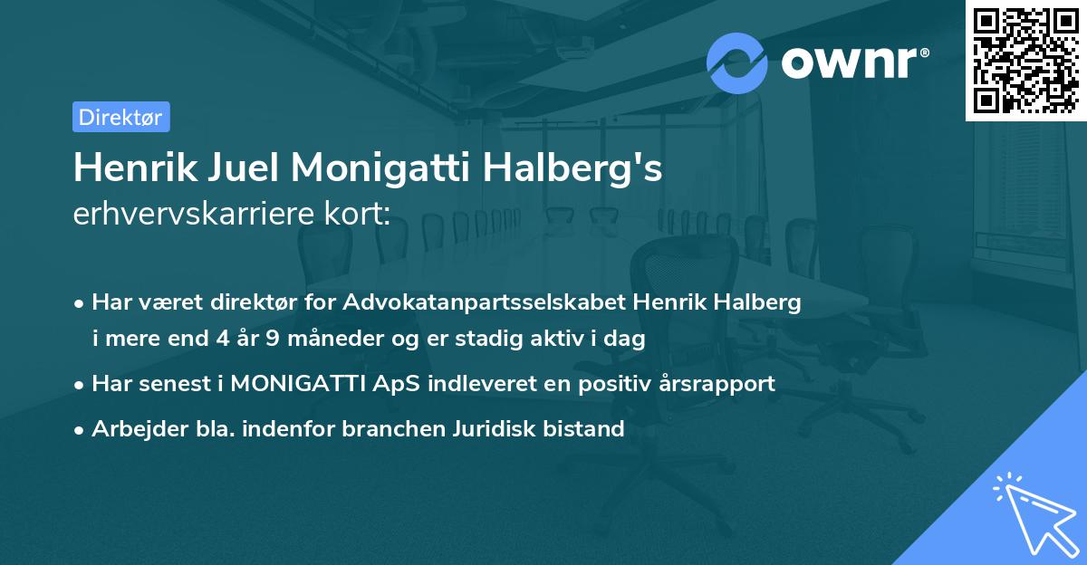 Henrik Juel Monigatti Halberg's erhvervskarriere kort