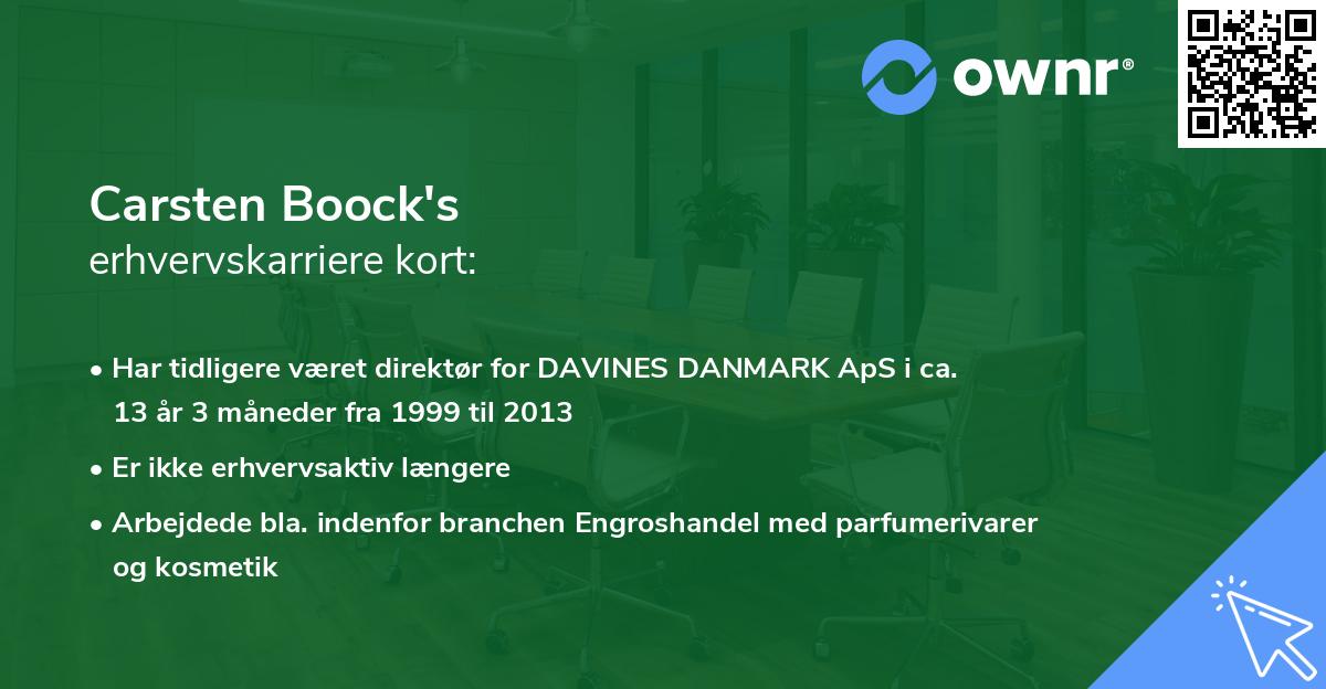 Carsten Boock's erhvervskarriere kort
