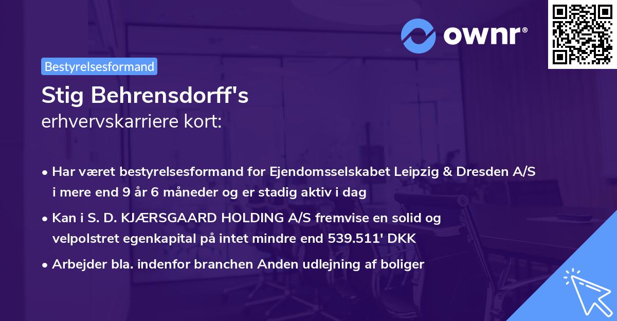 Stig Behrensdorff's erhvervskarriere kort