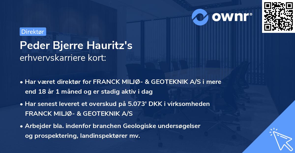 Peder Bjerre Hauritz's erhvervskarriere kort