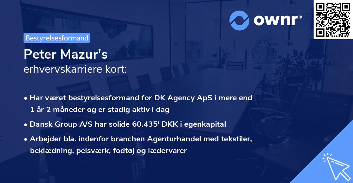 Peter Mazur's erhvervskarriere kort