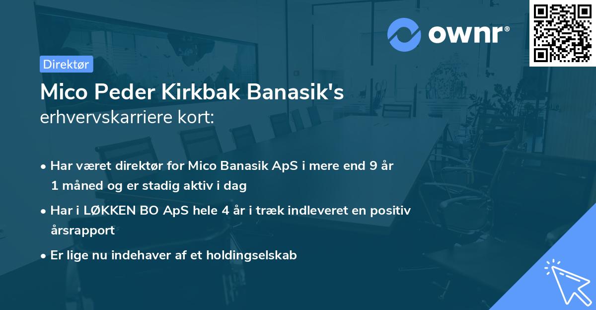 Mico Peder Kirkbak Banasik's erhvervskarriere kort