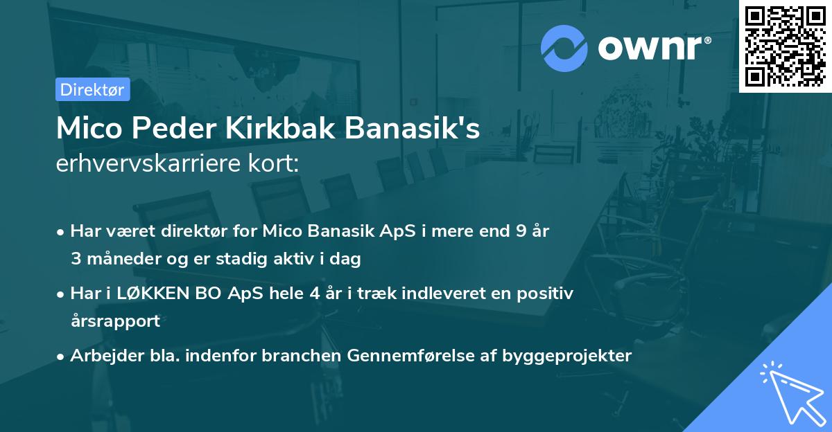 Mico Peder Kirkbak Banasik's erhvervskarriere kort