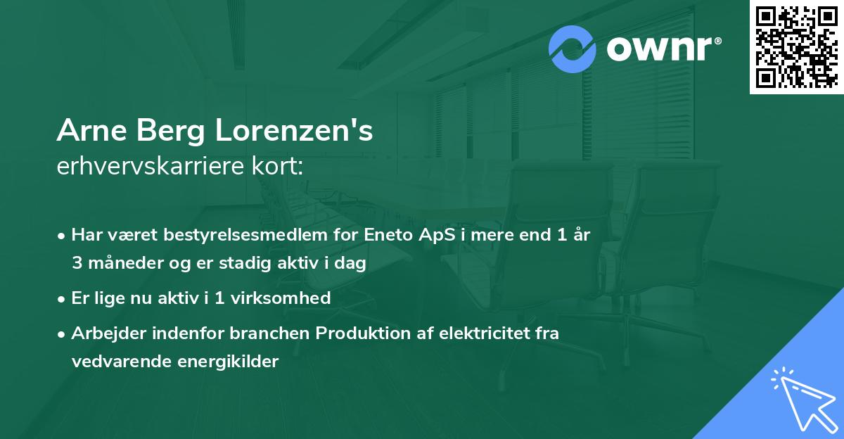 Arne Berg Lorenzen's erhvervskarriere kort