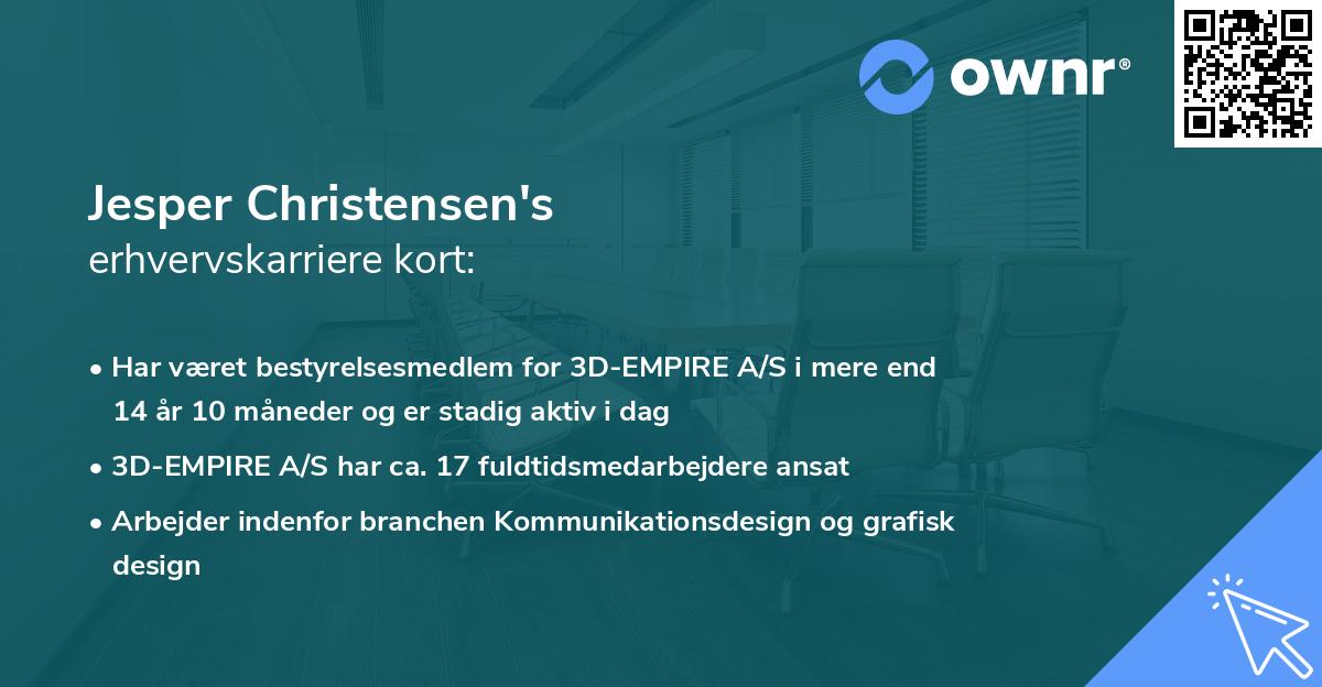 Jesper Christensen's erhvervskarriere kort