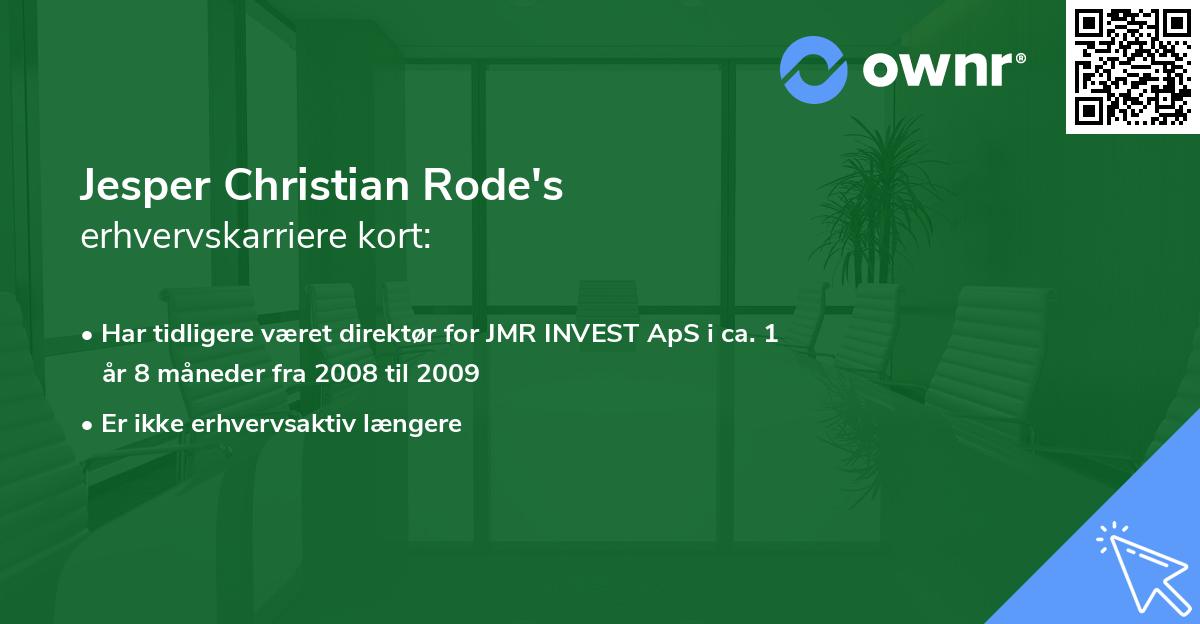 Jesper Christian Rode's erhvervskarriere kort