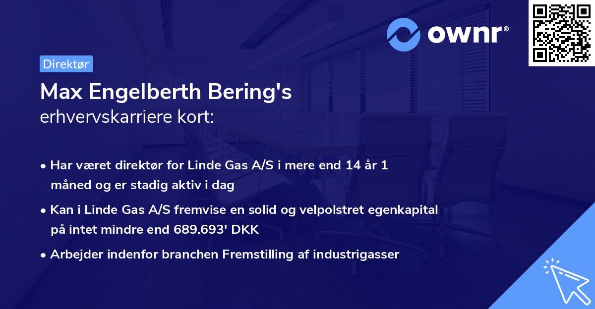 Max Engelberth Bering's erhvervskarriere kort