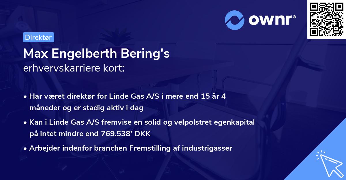 Max Engelberth Bering's erhvervskarriere kort