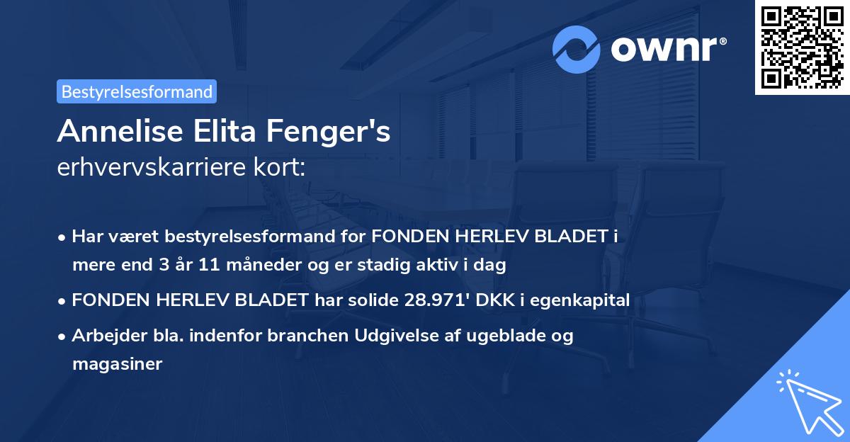 Annelise Elita Fenger's erhvervskarriere kort