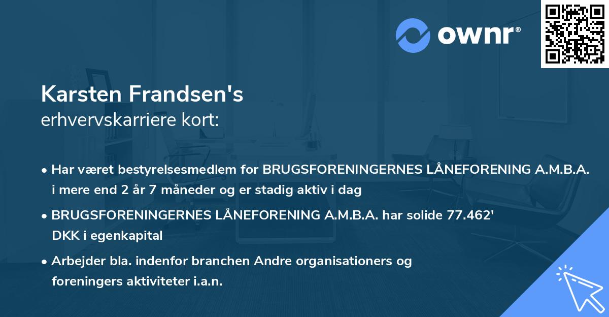 Karsten Frandsen's erhvervskarriere kort