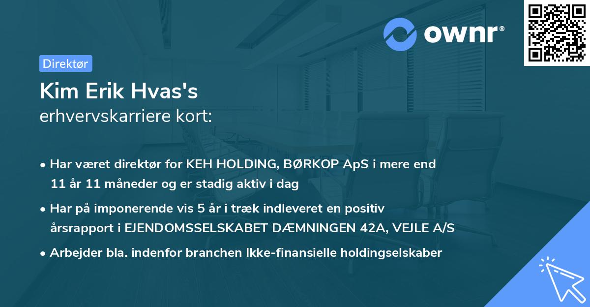 Kim Erik Hvas's erhvervskarriere kort