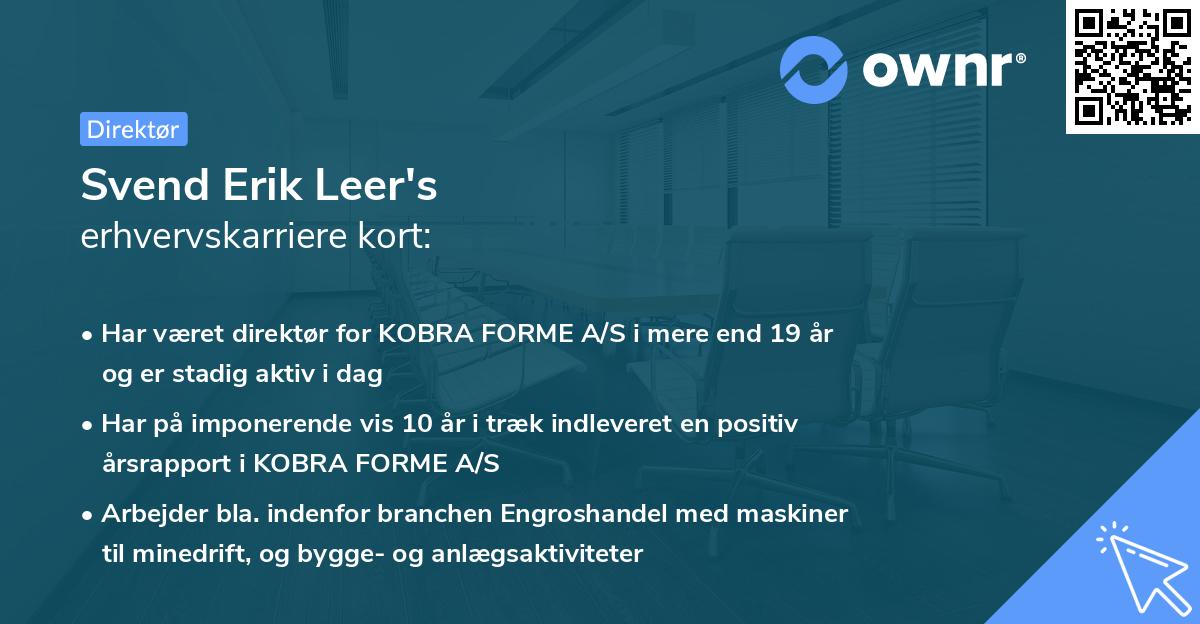 Svend Erik Leer's erhvervskarriere kort