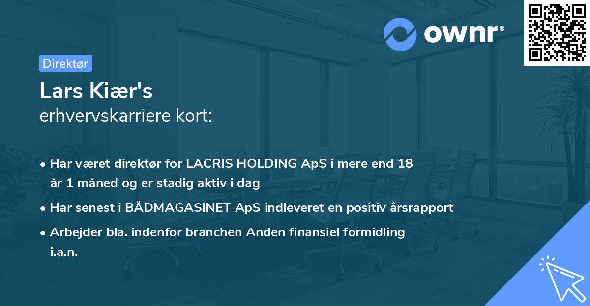 Lars Kiær's erhvervskarriere kort