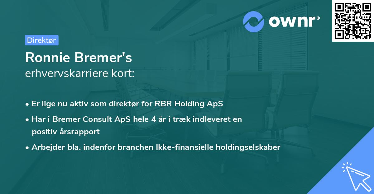 Ronnie Bremer's erhvervskarriere kort