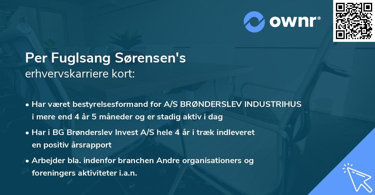 Per Fuglsang Sørensen's erhvervskarriere kort