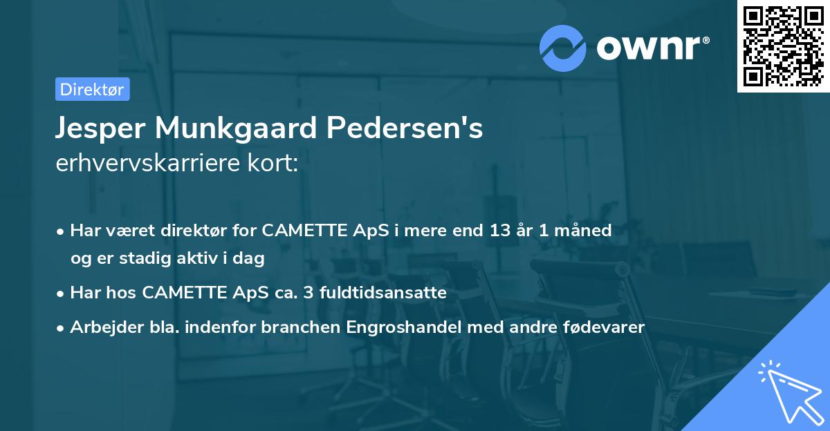 Jesper Munkgaard Pedersen's erhvervskarriere kort