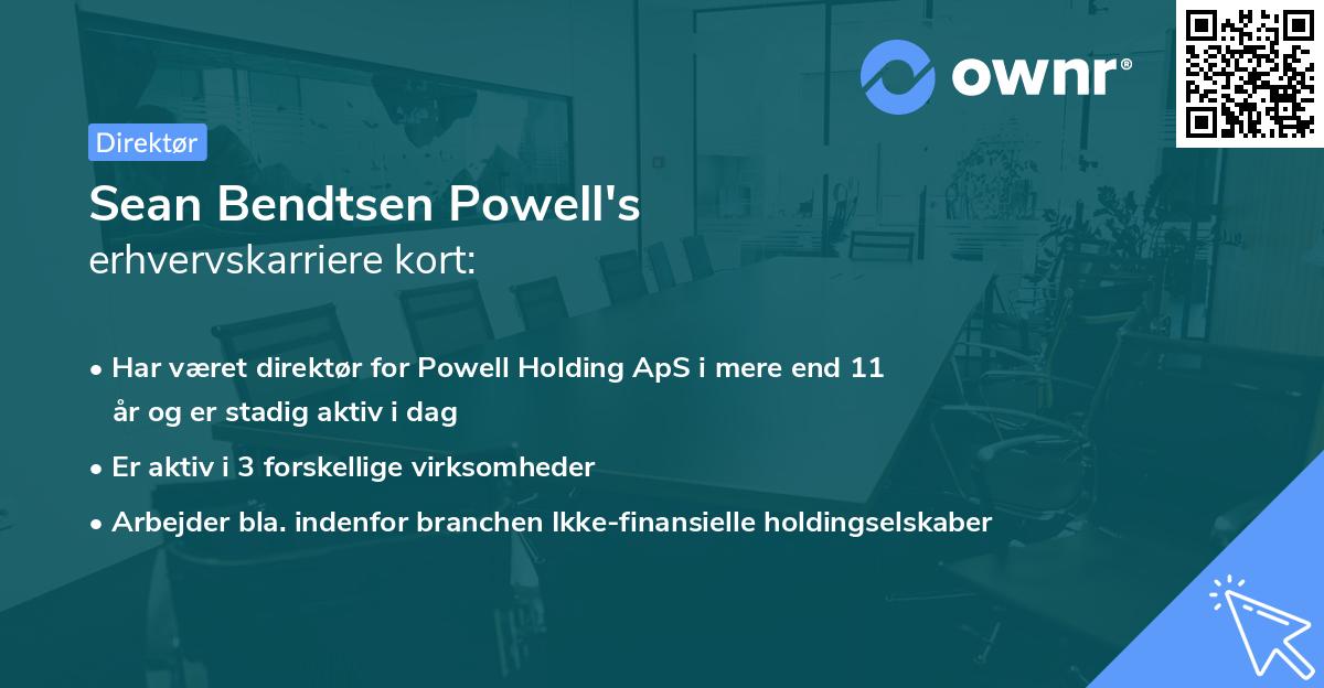 Sean Bendtsen Powell's erhvervskarriere kort
