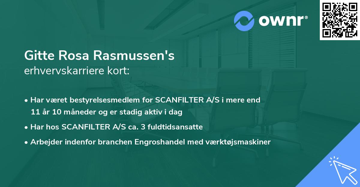 Gitte Rosa Rasmussen's erhvervskarriere kort