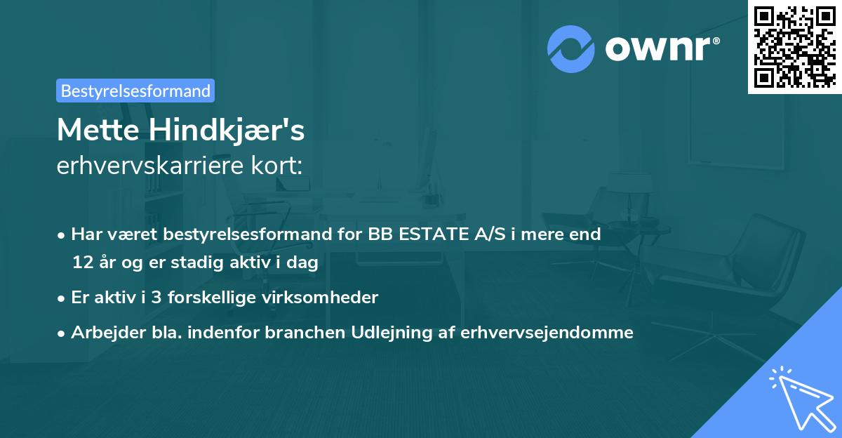 Mette Hindkjær's erhvervskarriere kort