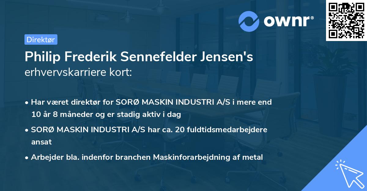 Philip Frederik Sennefelder Jensen's erhvervskarriere kort