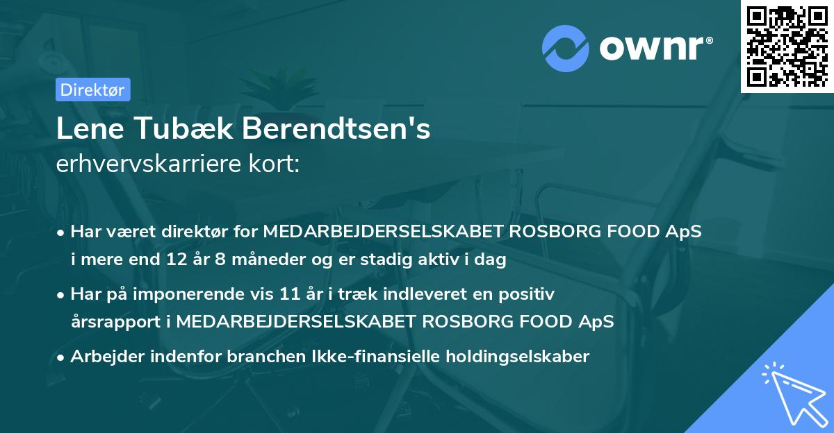 Lene Tubæk Berendtsen's erhvervskarriere kort