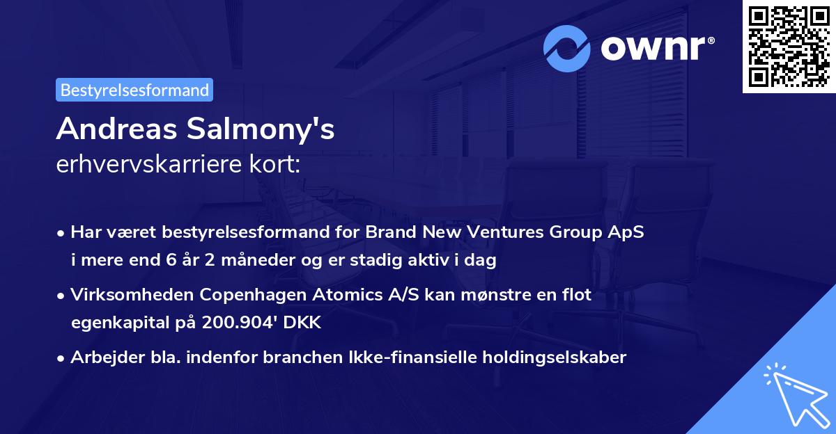 Andreas Salmony's erhvervskarriere kort