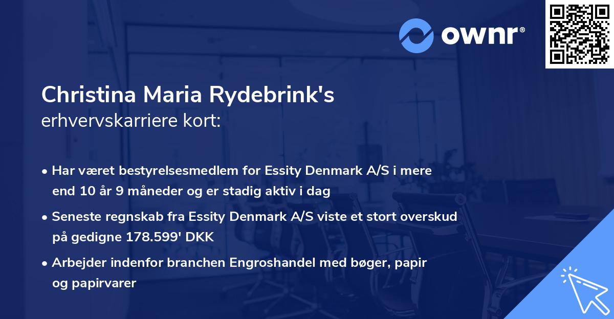 Christina Maria Rydebrink's erhvervskarriere kort