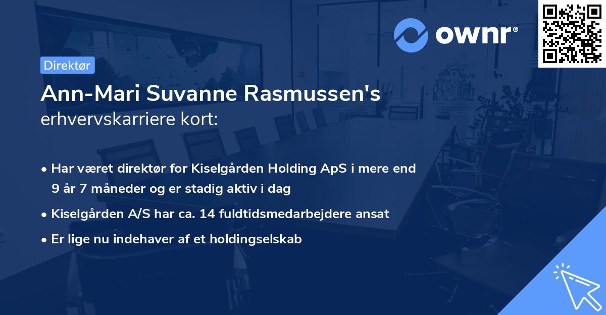 Ann-Mari Suvanne Rasmussen's erhvervskarriere kort