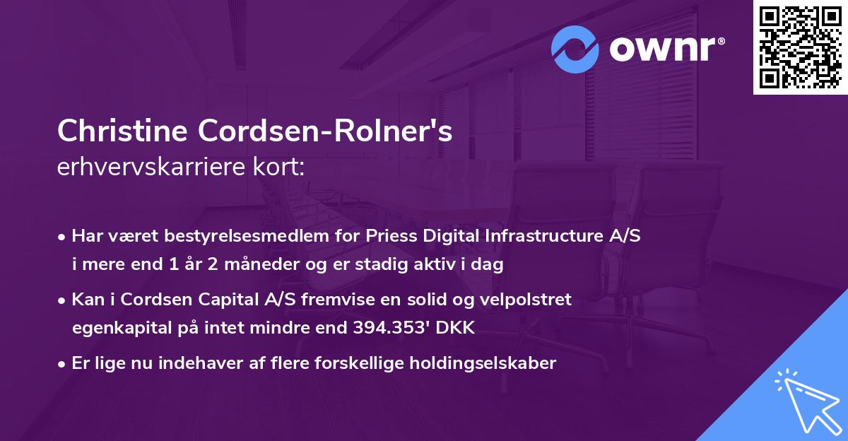 Christine Cordsen-Rolner's erhvervskarriere kort