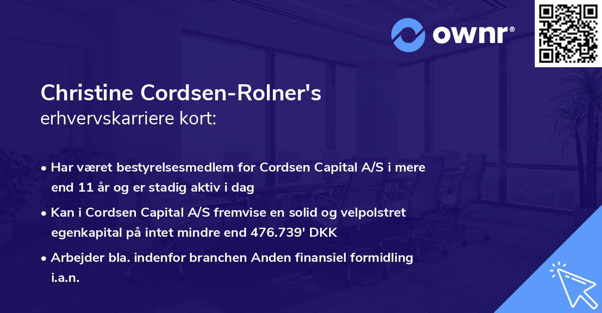 Christine Cordsen-Rolner's erhvervskarriere kort