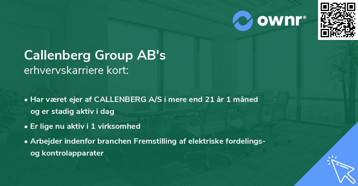 Callenberg Group AB's erhvervskarriere kort