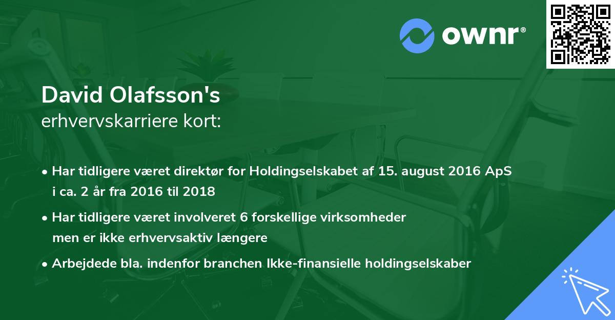 David Olafsson's erhvervskarriere kort