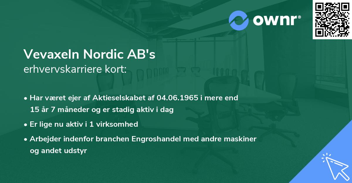 Vevaxeln Nordic AB's erhvervskarriere kort