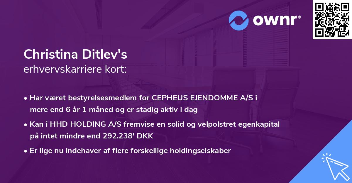 Christina Ditlev's erhvervskarriere kort