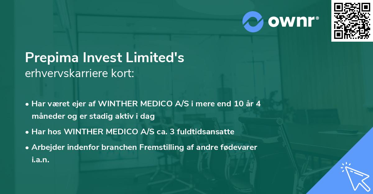 Prepima Invest Limited's erhvervskarriere kort