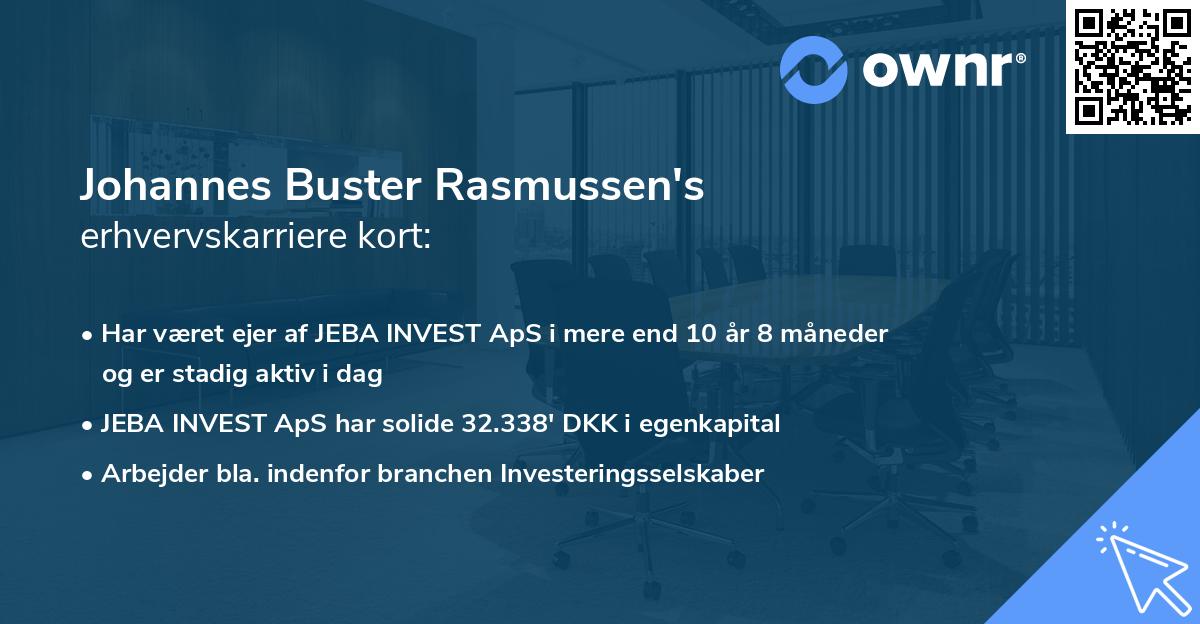 Johannes Buster Rasmussen's erhvervskarriere kort