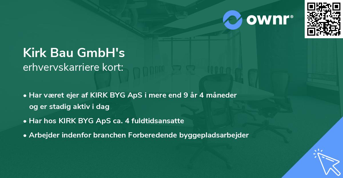 Kirk Bau GmbH's erhvervskarriere kort