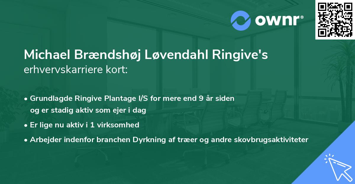 Michael Brændshøj Løvendahl Ringive's erhvervskarriere kort