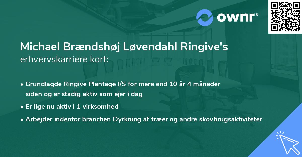 Michael Brændshøj Løvendahl Ringive's erhvervskarriere kort