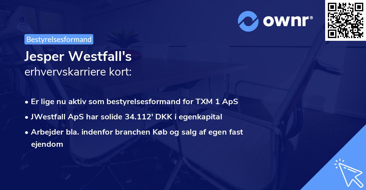 Jesper Westfall's erhvervskarriere kort