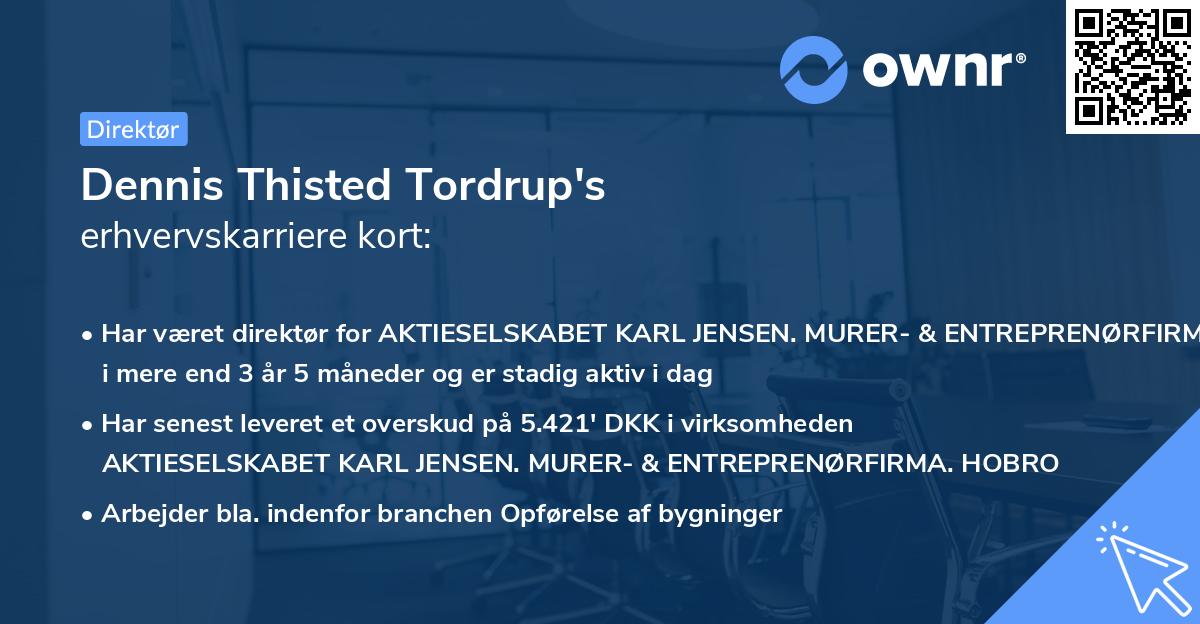 Dennis Thisted Tordrup's erhvervskarriere kort