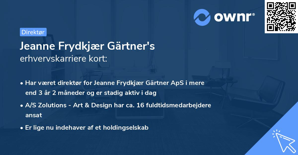 Jeanne Frydkjær Gärtner's erhvervskarriere kort