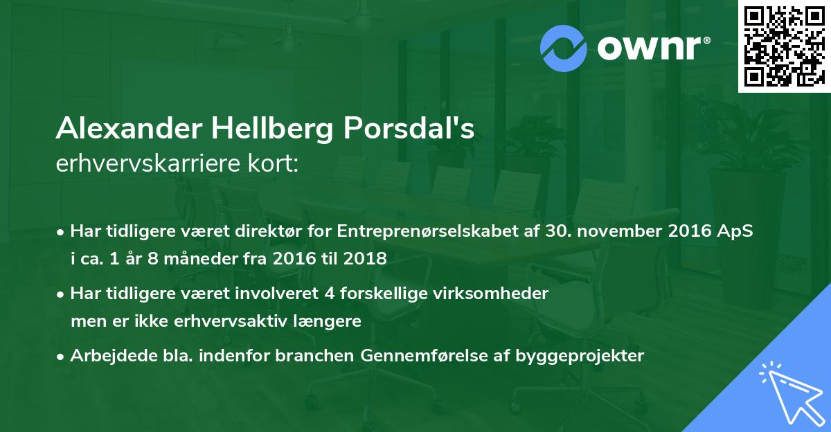 Alexander Hellberg Porsdal's erhvervskarriere kort
