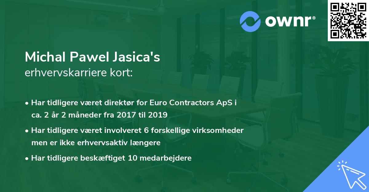 Michal Pawel Jasica's erhvervskarriere kort