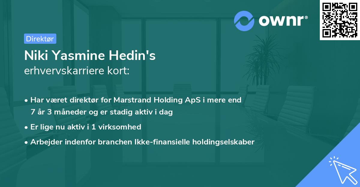 Niki Yasmine Hedin's erhvervskarriere kort