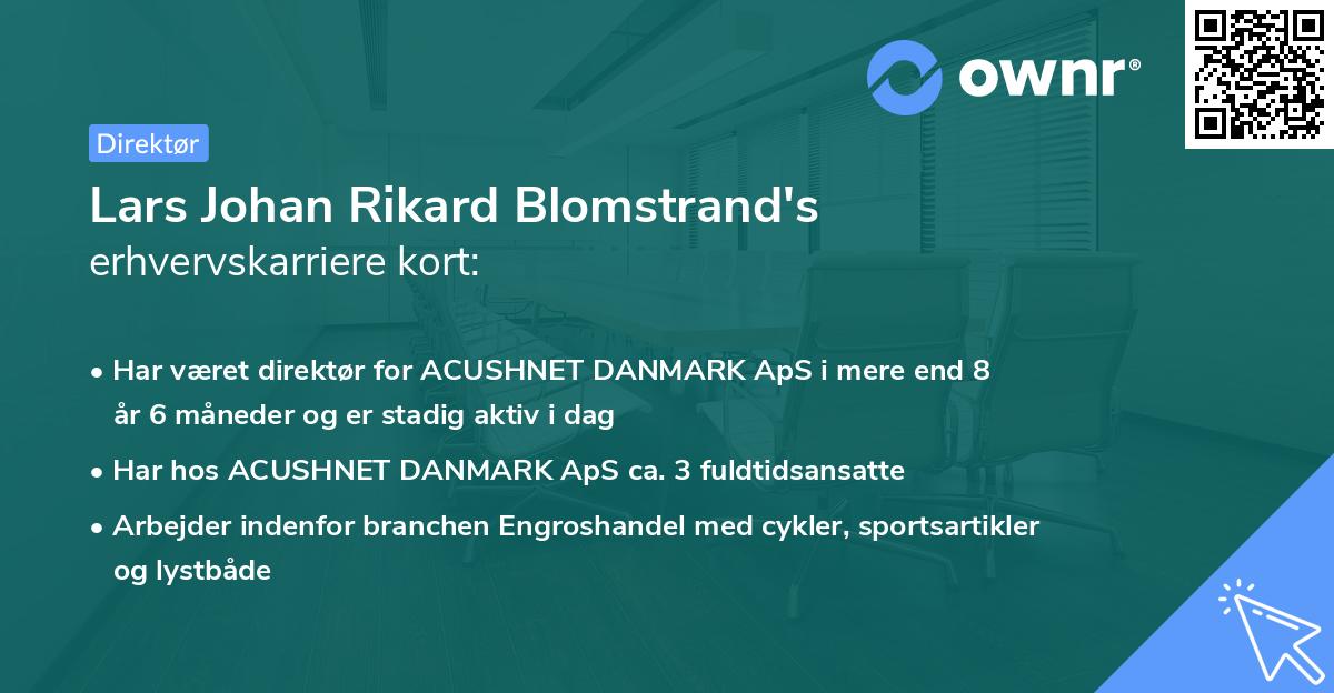 Lars Johan Rikard Blomstrand's erhvervskarriere kort
