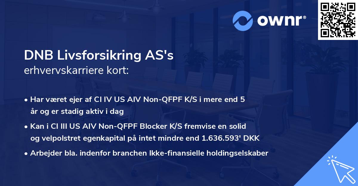 DNB Livsforsikring AS's erhvervskarriere kort