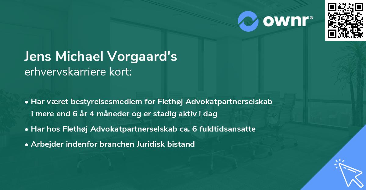 Jens Michael Vorgaard's erhvervskarriere kort